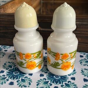 AVON Vintage Floral Milk Glass Salt and Pepper Shakers
